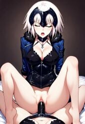 ai_generated fate/grand_order fate_(series) jeanne_alter jeanne_d'arc_(fate) missionary_position strap-on yuri