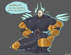 1boy 2024 69yano69 abs angel armor balls bara_tiddies bara_tits big_balls big_muscles big_pecs big_penis dialogue english_text erection gabriel_(ultrakill) genitals gold grey_background helmet huge_balls huge_cock huge_muscles huge_pecs humanoid_genitalia humanoid_penis male male_only masked_male muscular muscular_humanoid muscular_male new_blood_interactive pecs penis simple_background solo standing text ultrakill vein veiny_penis wings