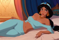 ai_generated aladdin aladdin_(1992_disney_film) angel_light angel_light_(artist) black_hair breasts brown_eyes disney disney_princess princess princess_jasmine