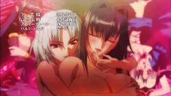 2girls animated animated annerose_vajra breasts_grab brush chin_grab grabbing_breasts grabbing_chin koutetsu_no_majo_anneroze licking_body licking_shoulder mitico_fleuretty yuri