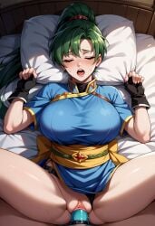 ai_generated fire_emblem lyn_(fire_emblem) lynian missionary_position strap-on yuri