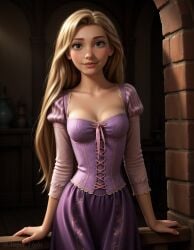 1girls ai_generated angel_light angel_light_(artist) blonde_hair disney disney_princess green_eyes princess rapunzel tangled