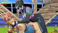 3d ahe_gao anal ass choke_hold choking dark_bomber female fortnite futa_on_female futanari sparkplug_(fortnite) tongue_piercing