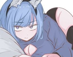 1girls ass big_ass black_panties blue_eyes blue_hair breasts cleavage female female_only fire_emblem fire_emblem_heroes large_breasts looking_at_viewer nifl_(fire_emblem) nintendo panties solo solo_female tavi_(hosheezus) thighs