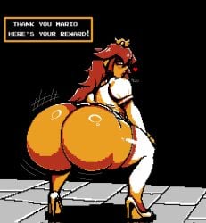 1girls ass_focus big_ass big_butt blush butt_focus crown english_text hair heart high_heels huge_ass huge_butt lips lipstick looking_at_viewer looking_back ls mario_(series) nintendo pixel_art princess princess_peach princess_peach_sprite_redraw_(meme) princess_toadstool red_hair super_mario_bros._(nes) thick thick_ass thick_butt thick_thighs throwing_it_back twerking