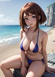 1girls 2d ai_generated athletic athletic_female bare_shoulders big_ass big_breasts bikini bikini_bottom bikini_top bob_cut boku_no_hero_academia brown_eyes brown_hair chest cleavage curvy curvy_figure cute cute_face dark_hair detailed eyelashes eyeshadow female female_only fit fit_female focus high_quality huge_breasts legs light-skinned_female light_skin lips lipstick looking_at_viewer makeup mascara mature medium_hair midriff my_hero_academia naked navel nero100 ochako_uraraka outdoors outside pale-skinned_female pale_skin posing public seductive seductive_look sitting stable_diffusion tagme thick_ass thick_butt thick_thighs thighs uraraka_ochako wide_hips young