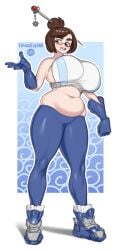 1girls big_breasts breasts chubby clothed clothing eyewear fat female female_only fully_clothed glasses mei_(overwatch) onaeane overwatch solo thick_ass