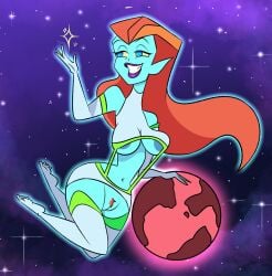 1girls 2d alien alien_girl auburn_hair blue-skinned_female blue_eyes blue_skin buzz_lightyear_of_star_command disney disney_channel female female_focus female_only garter_belt garter_straps humanoid long_hair mira_nova mostly_nude orange_hair pixar pixelzsinful planet pubes pubic_hair pussy toon_disney underboob