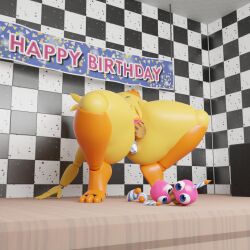 3d 3d_(artwork) anal anal_sex animatronic anthro avian big_nipples bird chicken crouching cupcake_(fnaf) female five_nights_at_freddy's five_nights_at_freddy's_2 galliform gallus_(genus) happy_birthday leaning leaning_back machine multiple_toys nipples nude penetration phasianid public public_nudity robot scottgames setrixart solo thick_thighs toy_chica_(fnaf) vaginal_penetration video_games