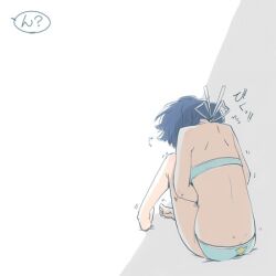 ^^^ ano_natsu_de_matteru ass_cleavage bad_id bad_pixiv_id bikini blue_hair breath butt_crack dimples_of_venus female female_masturbation lowres masturbation nucomas photoshop_(medium) short_hair sitting solo surprised swimsuit tanigawa_kanna translated