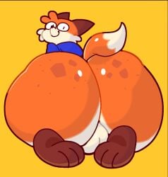 1male anthro balls big_ass big_butt fanart feet fox giant_ass grahhh looking_at_viewer looking_back paws presenting_ass simple_background smile