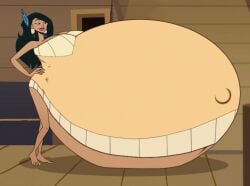 1girls belly big_belly big_breasts black_hair breasts dark-skinned_female disney disney_princess edit female hyper_pregnancy massive_belly morphtothetop native_american pocahontas pocahontas_(character) pregnant screenshot_edit what