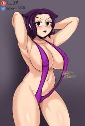 1girls a_jnsfw alternate_costume alternate_version_available areolae armpits big_breasts black_eyes breasts cameltoe cleavage erect_nipples female female_only hands_behind_head huge_breasts lips lipstick original original_character purple_hair purple_sling_bikini skimpy skimpy_bikini sling_bikini solo solo_female swimsuit swimwear thick_lips thick_thighs thighs violeta_(a_jnsfw)