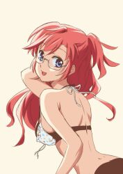 ano_natsu_de_matteru bare_shoulders bikini blue_eyes commentary_request female glasses long_hair looking_at_viewer looking_back red_hair solo swimsuit takatsuki_ichika totsuki_touka_(orange_factory)