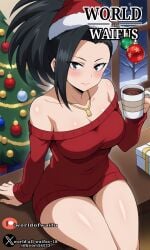 boku_no_hero_academia momo_yaoyorozu my_hero_academia santa_bikini santa_costume santa_hat