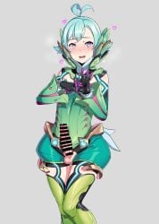 blue_hair clothed clothed_male cute_male female_pov femboy femboydom floren_(xenoblade) heart horny horny_male hung_femboy inviting light-skinned_femboy otoko_no_ko purple_eyes xenoblade_chronicles_2