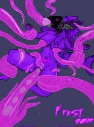 belly_bulge bound choker egg egg_implantation hypnosis long_hair oral oviposition protogen protogen_visor purple_body purple_hair pussy restrained shark_tail spread_legs succubus tentacle tentacle_sex thick_thighs vaginal_penetration