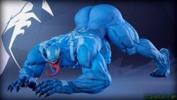 16:9 3d_(artwork) 4k absurd_res alien alien_humanoid all_fours ass ass_up balls big_balls big_butt big_muscles big_penis blender_(artwork) blue_body cyan_clash_venom digital_media_(artwork) emblem empty_eyes erection genitals hi_res humanoid humanoid_genitalia humanoid_penis jack-o'_pose long_tongue male male_only marvel marvel_rivals muscular not_furry nude open_mouth penis pose sharp_teeth solo symbiote teeth thekidxeno tongue tongue_out venom_(marvel) venom_(marvel_rivals) widescreen