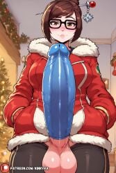 1futa ai_generated big_ass big_balls big_breasts big_butt big_penis black_hair condom condom_on_penis curvy curvy_figure dickgirl erection futa_only futanari glasses hourglass_figure huge_ass huge_cock kinkyra looking_at_viewer mei_(overwatch) overwatch overwatch_2 partially_clothed pov pov_crotch solo solo_focus solo_futa talking_to_viewer thick thick_ass thick_legs thick_thighs veins_on_dick veiny_penis