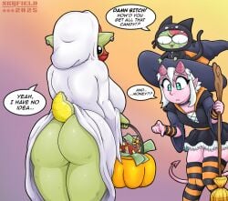 ass big_ass big_breasts black_cat breasts candy cat_costume cat_ears cat_tail demon demon_boy demon_horns demon_tail fat_ass female femboy freckles freckles_on_ass freckles_on_legs freckles_on_thighs ghost ghost_costume ghost_girl goblin goblin_female green_skin huge_ass incubus juuri_(skyfield999) male miniskirt money pink_skin pumpkin pumpkin_basket pygmy_(skyfield999) skirt skyfield999 thrasher_(skyfield999) witch witch_broom witch_costume witch_hat