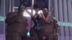 3d armpit_hair bunny_costume bunny_ears bunny_girl bunnygirl bunnysuit cigarette club condom condoms dark-skinned_male fat_male fat_man fatman female fuckingtracer irezumi male male/female neon_lights overwatch overwatch_2 pubic_hair smoke smoking smoking_cigar smoking_cigarette strip_club sweat sweaty sweaty_body tagme tattoo tattooed_arm tracer ugly_bastard ugly_male ugly_man