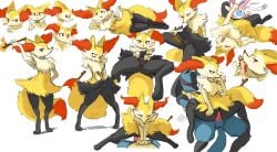 1boy 1other animal_ears anus ass ass_visible_through_thighs bad_link body_fur braixen fellatio female female_masturbation furry furry_female lucario masturbation minuscule_task multiple_pov oral pokemon pov presenting_pussy sylveon vaginal_penetration