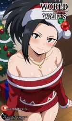 boku_no_hero_academia momo_yaoyorozu my_hero_academia santa_bikini santa_costume santa_hat