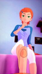 1boy 1girls akaylinhh ben_10 cartoon_network female female/female gwen_tennyson koikatsu male penis playful pov_shot relaxed relaxed_expression