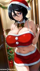 1girls ai_generated big_breasts bleach bleach:_the_thousand-year_blood_war christmas dans_ai female huge_breasts kuchiki_rukia voluptuous voluptuous_female