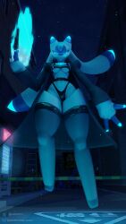 4k athletic athletic_female breasts clothed clothed_female croptop female female_only glowing glowing_eyes looking_at_viewer low-angle_view lunaris_(pal) palworld samtrix solo solo_female tagme thong underboob underwear warfaremachine_(modeler) white_body