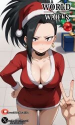 ai_generated boku_no_hero_academia momo_yaoyorozu my_hero_academia santa_bikini santa_costume santa_hat