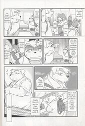 3boys anthro bear canine comic fluffy_tail furry gay male male_only masturbation monochrome no_humans phimosis red_panda takaki_takashi