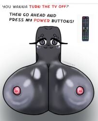 breasts huge_breasts inanimate inanimate_object oc reference_image remote remote_controller shiny_skin shitpost tagme tv_remote what why zeraniumz