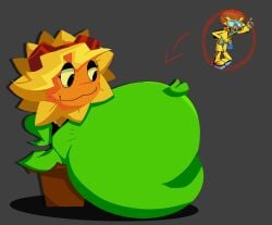 belly belly_bulge breasts electric_boogaloo_(pvz) female_pred hyper hyper_belly plants_vs_zombies pred pvz solar_flare_(pvz) sunflower_(pvz) totallynormalfriez vore vore_belly zombie_(pvz)