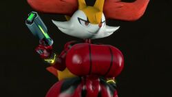 3d animated ass ass_expansion bad_anatomy braixen breast_expansion breasts huge_ass huge_breasts ironhawk nintendo no_sound pokémon_(species) pokemon pokemon_(species) tagme video zero_suit_samus_(cosplay)