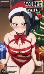 boku_no_hero_academia momo_yaoyorozu my_hero_academia santa_bikini santa_costume santa_hat