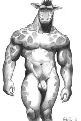 1boy 2010 balls giraffe male male_only muscles nude penis pose rthur solo uncut