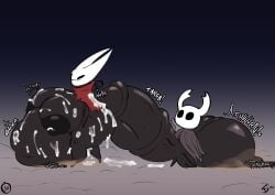 anthro arthropod ass balls belly belly_inflation big_balls big_belly big_breasts big_butt big_penis bodily_fluids breasts cum duo female genital_fluids genitals hi_res hollow_knight hornet_(hollow_knight) huge_balls huge_belly huge_breasts huge_butt huge_cock huge_thighs hyper hyper_balls hyper_belly hyper_breasts hyper_genitalia hyper_penis inflation insects male male/female melee_weapon nipples penis sex squealydealy sword team_cherry the_knight_(hollow_knight) thick_thighs weapon