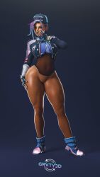 1girls 3d 3d_(artwork) alternate_costume backwards_baseball_cap big_breasts blender blender_(software) bottomless cap covered_nipples covering_breasts crop_top dark-skinned_female fishnets gloves grvty3d hat headwear heel_boots heels hips hips_wider_than_shoulders latina le_sserafim long_legs long_nails mexican muscular muscular_female muscular_thighs nails navel oil oiled oiled_body oiled_skin overwatch overwatch_2 pink_hair pinup purple_eyes purple_hair shiny_clothes shiny_skin shoes sneakers solo sombra suggestive suggestive_look sweat tan_body tan_skin thick thick_legs thick_thighs thighs thunder_thighs tongue tongue_out transparent_clothing voluptuous voluptuous_female wide_hips