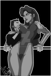 1boy 1girls breasts damian_wayne damian_wayne_(dcamu) dc dc_comics dcamu duo female human justice_league_vs_teen_titans loopguy008 male older_female robin_(damian_wayne) robin_(dc) starfire starfire_(dcamu) teen_titans younger_male