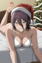 ai_generated bra breasts chainsaw_man christmas_hat feet female girl lingerie panties pinku pinku.ai pinkuai reze reze_(chainsaw_man)