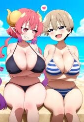 2girls ai_generated beach big_ass big_breasts big_butt bikini blush blushing_female blushing_profusely breasts_to_breasts breasts_touching breath bubble_ass bubble_butt busty busty_female cleavage crossover deep_cleavage dripping duo duo_female erect_nipples erect_nipples_under_bikini erect_nipples_under_clothes female female_only hard_nipples heart huge_ass huge_breasts ilulu_(dragon_maid) kobayashi-san_chi_no_maidragon large_breasts lesbian_lovers looking_at_another looking_at_partner lovers massive_breasts miss_kobayashi's_dragon_maid narrow_waist nipples_visible_through_bikini nipples_visible_through_clothing open_mouth petite petite_body petite_female posing posing_for_the_viewer self_upload shortstack side_by_side sitting sweatdrop sweating sweaty sweaty_body sweaty_breasts sweaty_butt thick_nipples thick_thighs uzaki-chan_wa_asobitai! uzaki_hana wide_hips yeetyboi5000 yuri