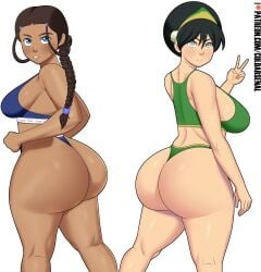 2girls ass avatar_the_last_airbender big_ass big_breasts big_butt black_hair blue_eyes blush bra brown_hair bubble_ass bubble_butt butt chocolate_and_vanilla coldarsenal curvy dark-skinned_female dat_ass dumptruck_ass earth_kingdom fat_ass fat_ass_teen female female_only g-string g-string_only huge_ass huge_butt katara large_ass large_breasts light-skinned_female looking_at_viewer looking_back nickelodeon panties showing_off_ass smooth_skin teen teenage_girl teenager thick thick_ass thong toph_bei_fong voluptuous water_tribe waterbender wide_hips