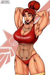 abs adeptus_astartes armpits black_carapace female_space_marine huge_breasts imperium_of_man muscles muscular muscular_female red_hair romman08 rule_63 solo solo_female space_marine space_marine_apothecary warhammer_(franchise) warhammer_40k