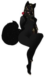 2022 anthro barely_visible_genitalia barely_visible_pussy black_body black_fur candy crossed_legs dessert female food fur genitals hi_res lollipop mammal nude pussy reina. simple_background solo tongue tongue_out white_background