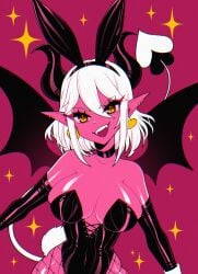 big_breasts breasts bunny_ears bunnysuit crystalsugarstars demon female pink_skin tagme white_hair