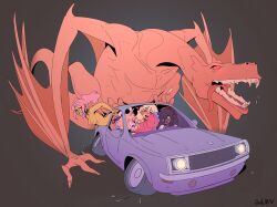 animal_ears ass black_hair blonde_hair breasts car choker dragon dragon_penis dragons_fucking_cars dragons_having_sex_with_cars female hairband hyper monster multiple_girls nude orange_hair penis pink_hair quetzoiin size_difference tears vehicle