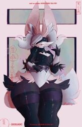 1girls anthro big_breasts black_legwear braixen breasts cosplay female furry game_freak huge_thighs nier:_automata nintendo pokémon_(species) pokemon pokemon_(species) rule_46 sarifairy solo solo_female solo_focus tagme thick_thighs wide_hips yorha_2b_(cosplay)