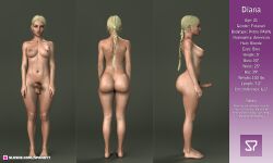 1futa 1girls 2022 3d ass back_view black_pubic_hair blonde_hair braided_hair breasts character_sheet diana_(spanky7) erect_penis erection front_view futa_only futanari measurements medium_breasts nude nude_futanari original original_character penis pubic_hair reference_image side_view slushe_(website) solo solo_futa spanky7 standing uncensored