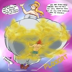 1girls ass_on_face asshole big_ass bubble_butt butt_crush chrono_trigger crono facesitting fart farting_in_face femdom giantess markemc2 marle miniboy